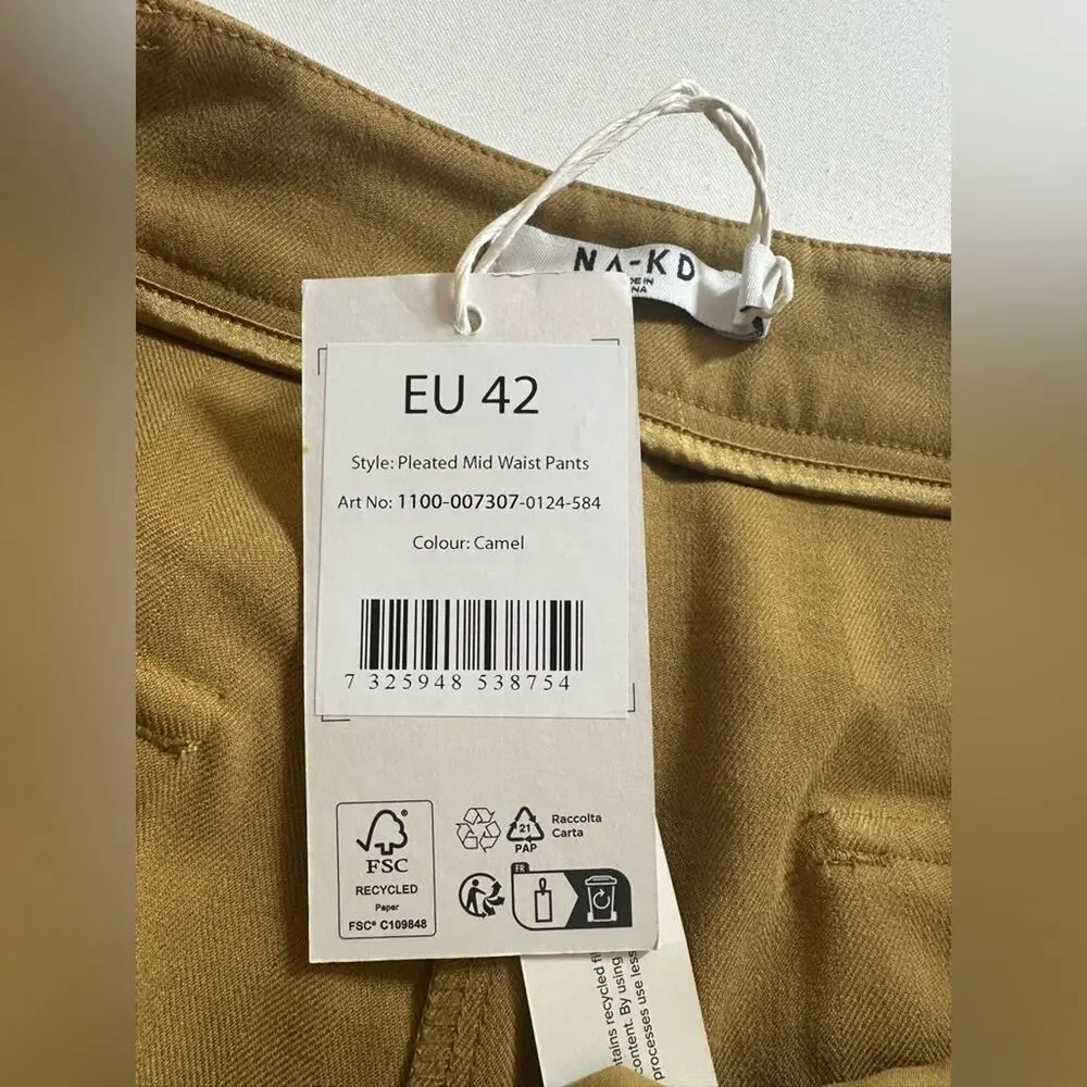 NA-KD Pant Suit Set Women 2XL Tan NWT Oversized Blazer Straight Leg Pants